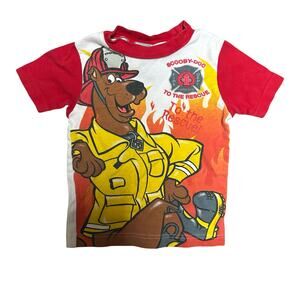 Y2K Cartoon Network Scooby Doo Knit Graphic Tee Boys Size 6 Firefighter